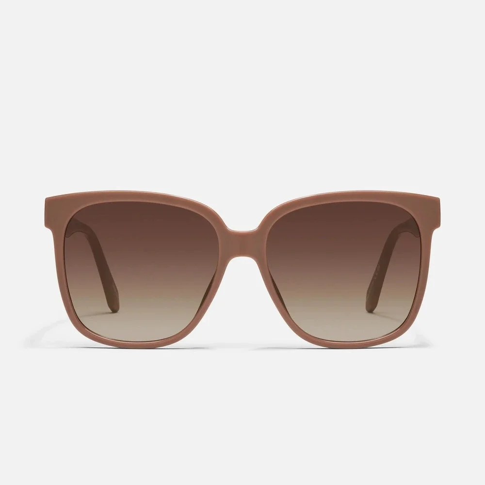 Quay Wide Awake Sunglasses Oversized Square Oat Frame Brown Lens One Size